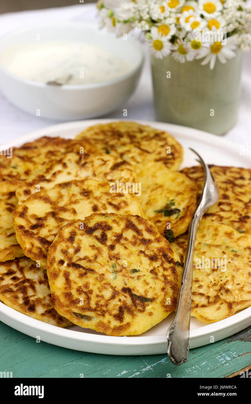 Zucchini fritters, vegetable pancakes Stock Photo Alamy