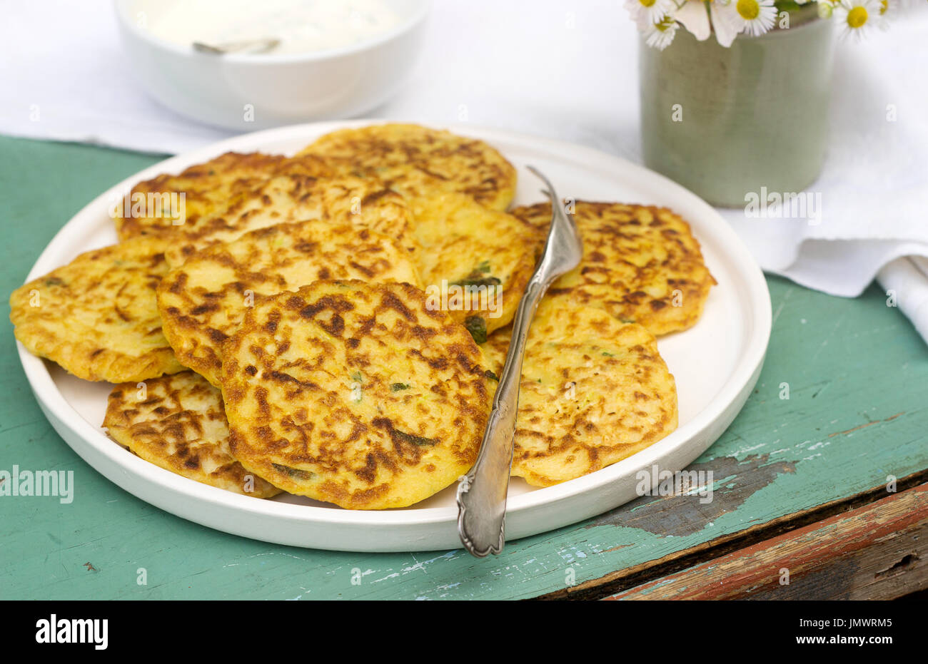 Zucchini fritters, vegetable pancakes Stock Photo Alamy