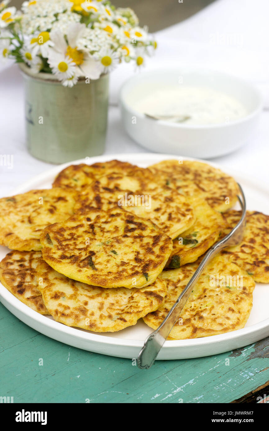 Zucchini fritters, vegetable pancakes Stock Photo Alamy