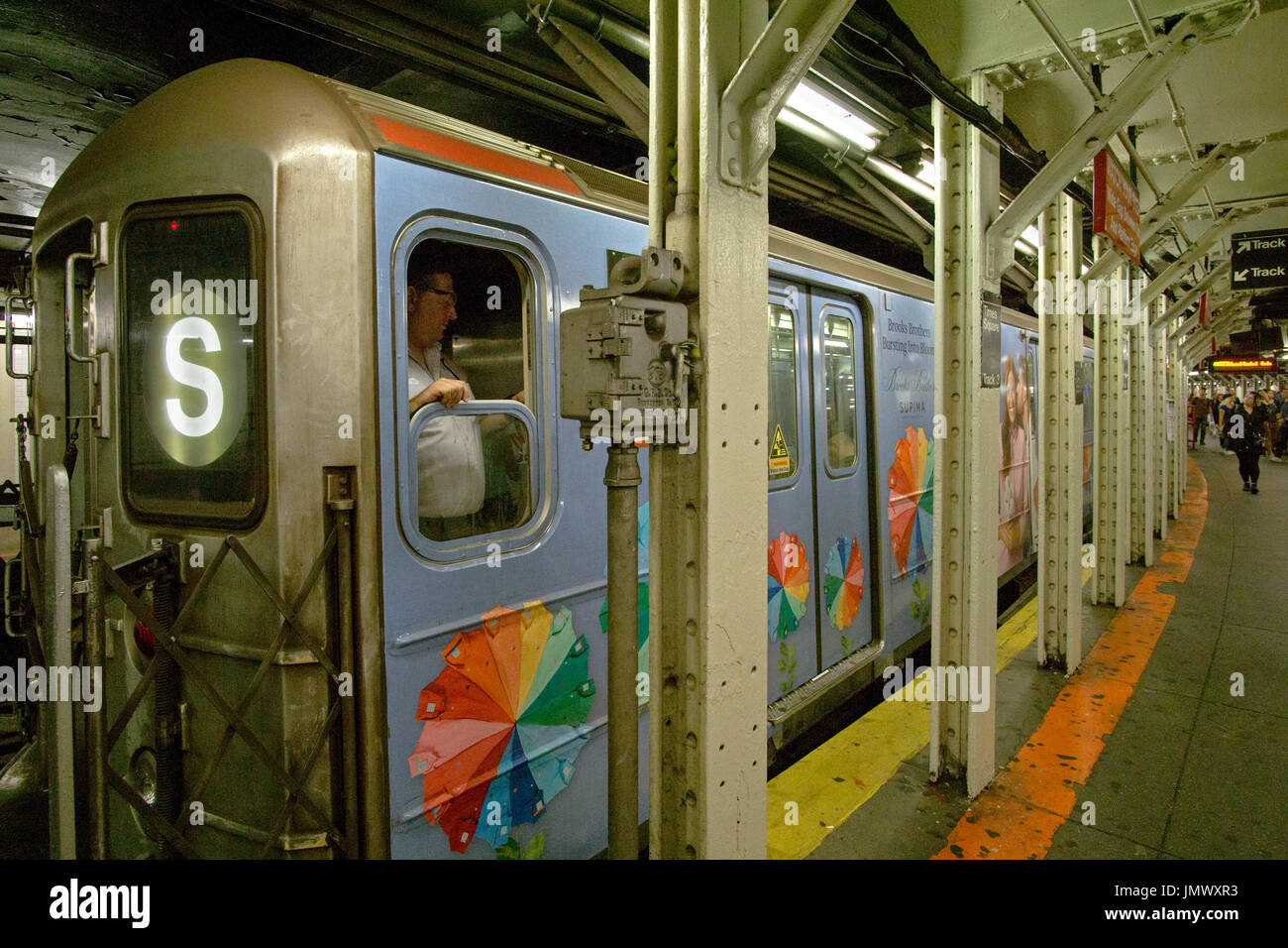 The Times Square to Grand Central Station shuttle midday in MIdtown