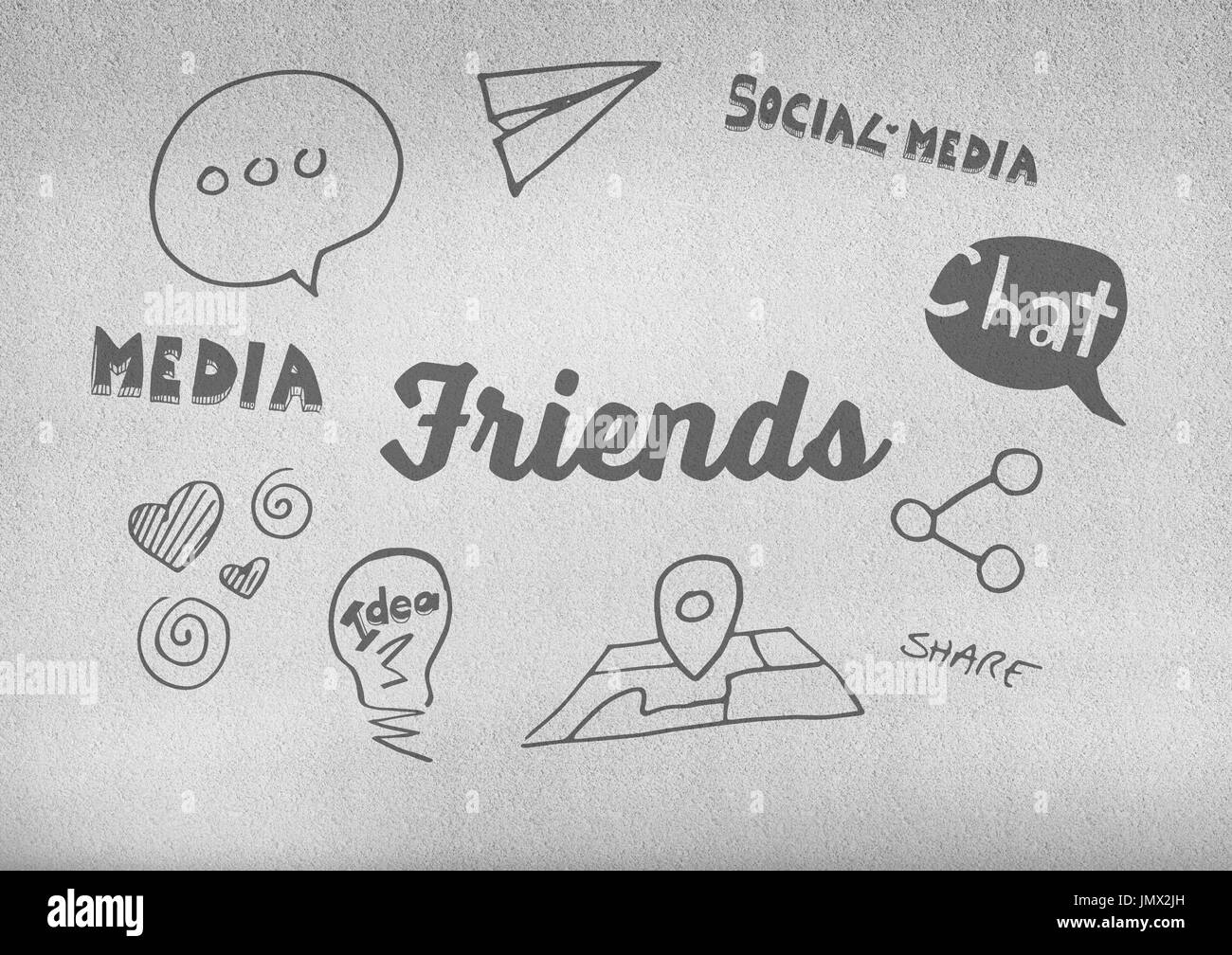 Digital composite of friends social media drawings Stock Photo