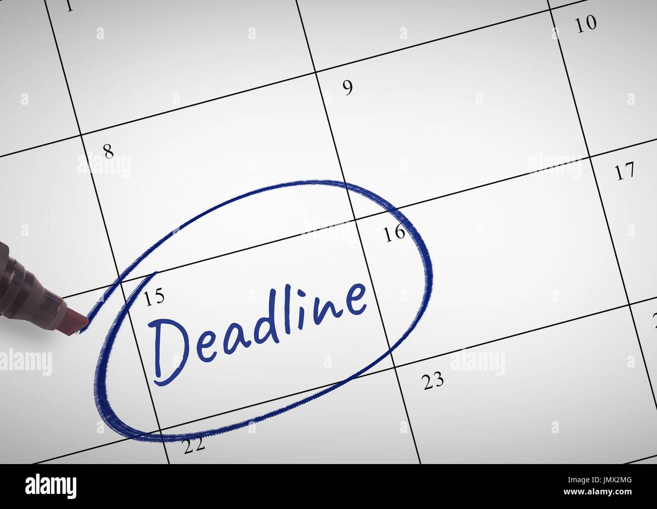 Digital composite of Deadline Text written on calendar with marker ...