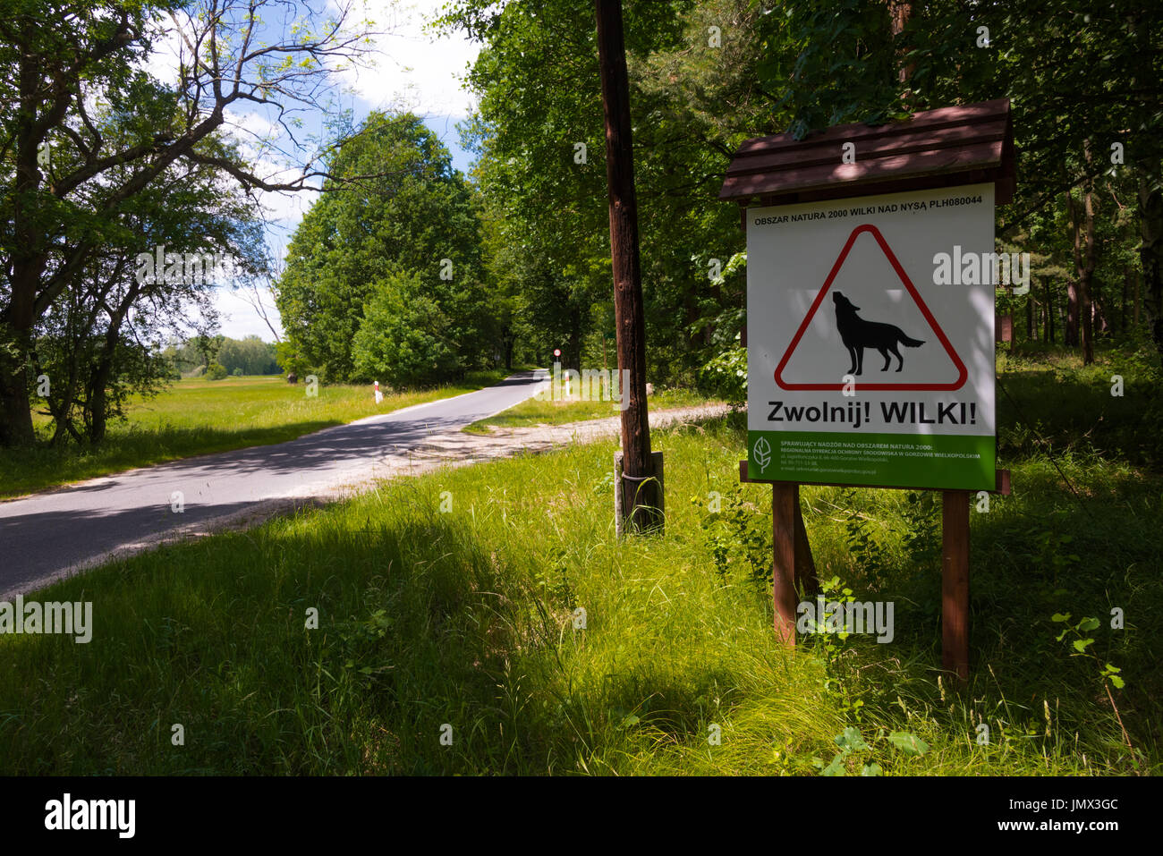 road sign attention wolf, danger Stock Photo - Alamy