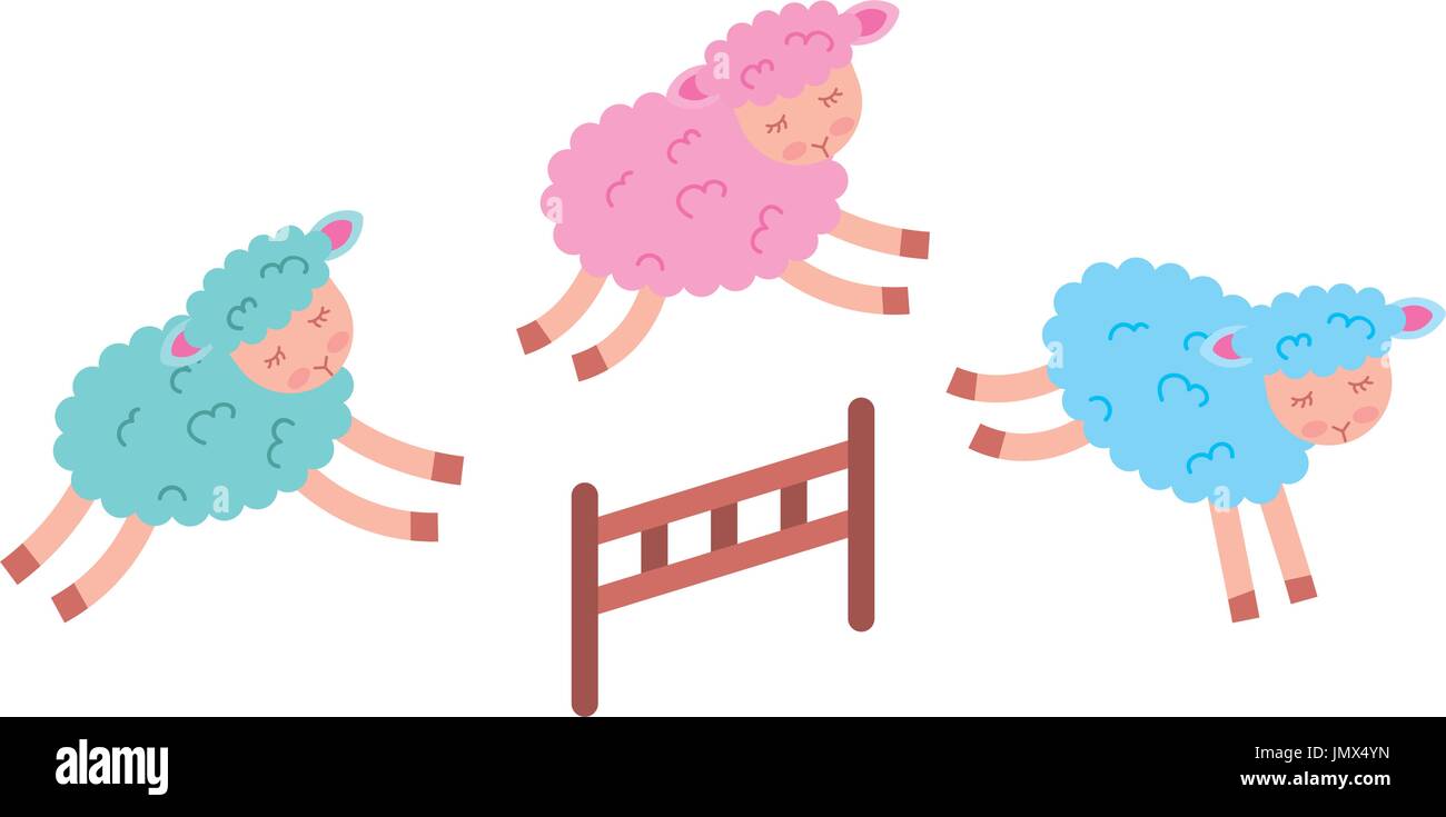 Cute lambs jumping the fence Stock Vector Image & Art - Alamy
