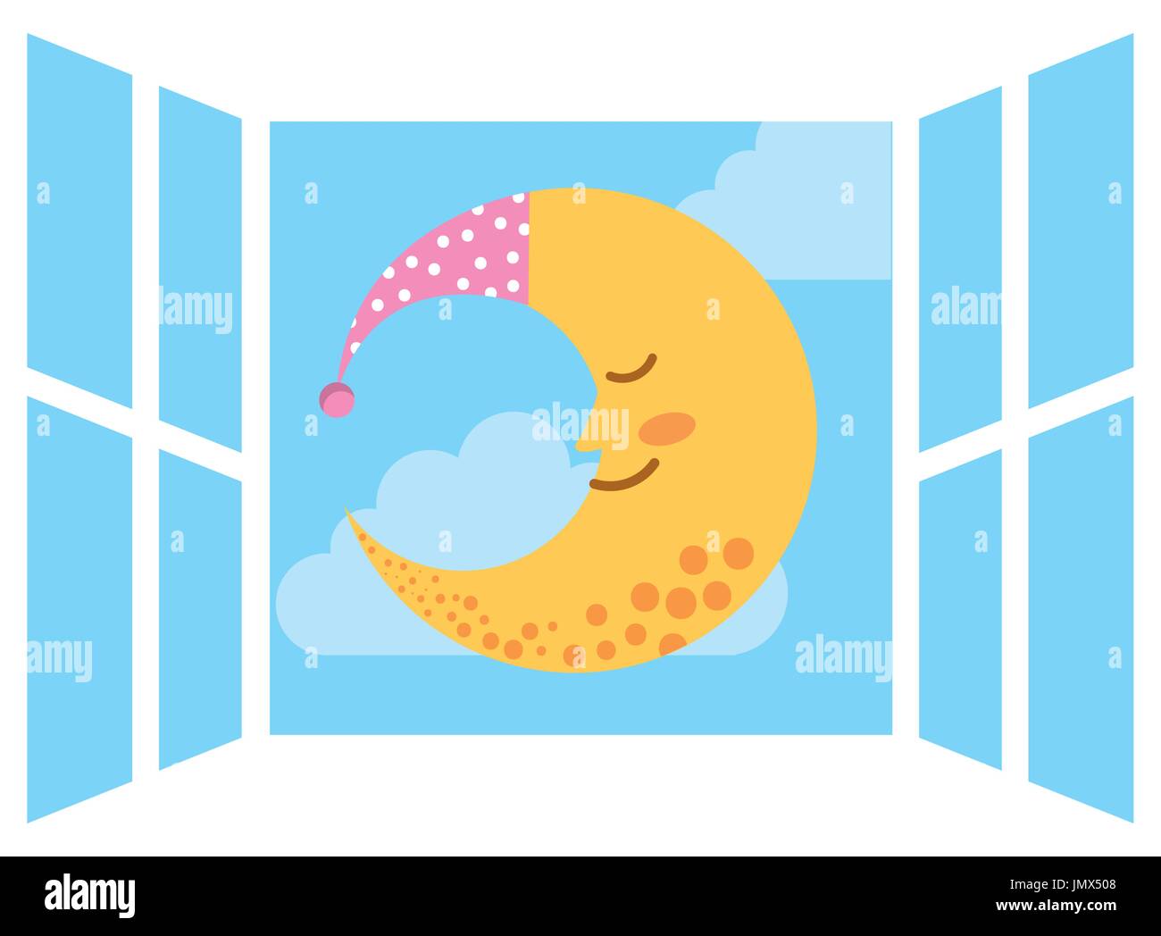 windows bedroom with cute moon Stock Vector Image & Art Alamy