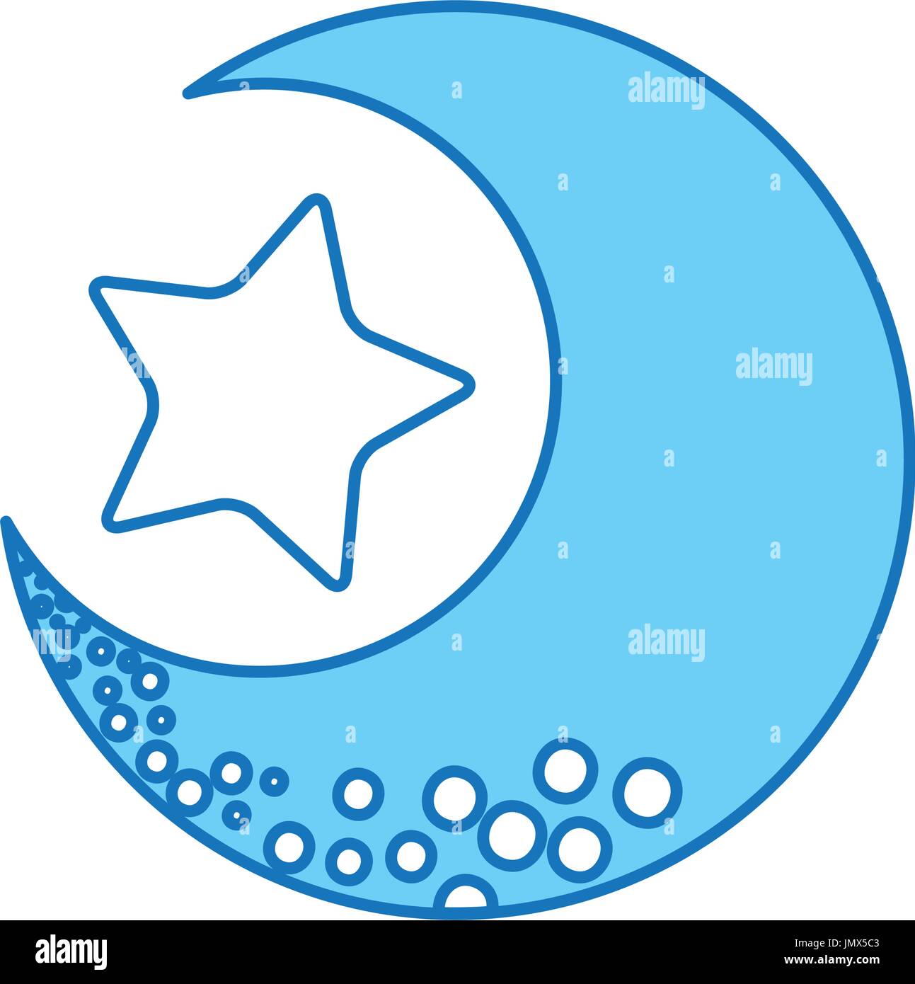 cute moon with star Stock Vector