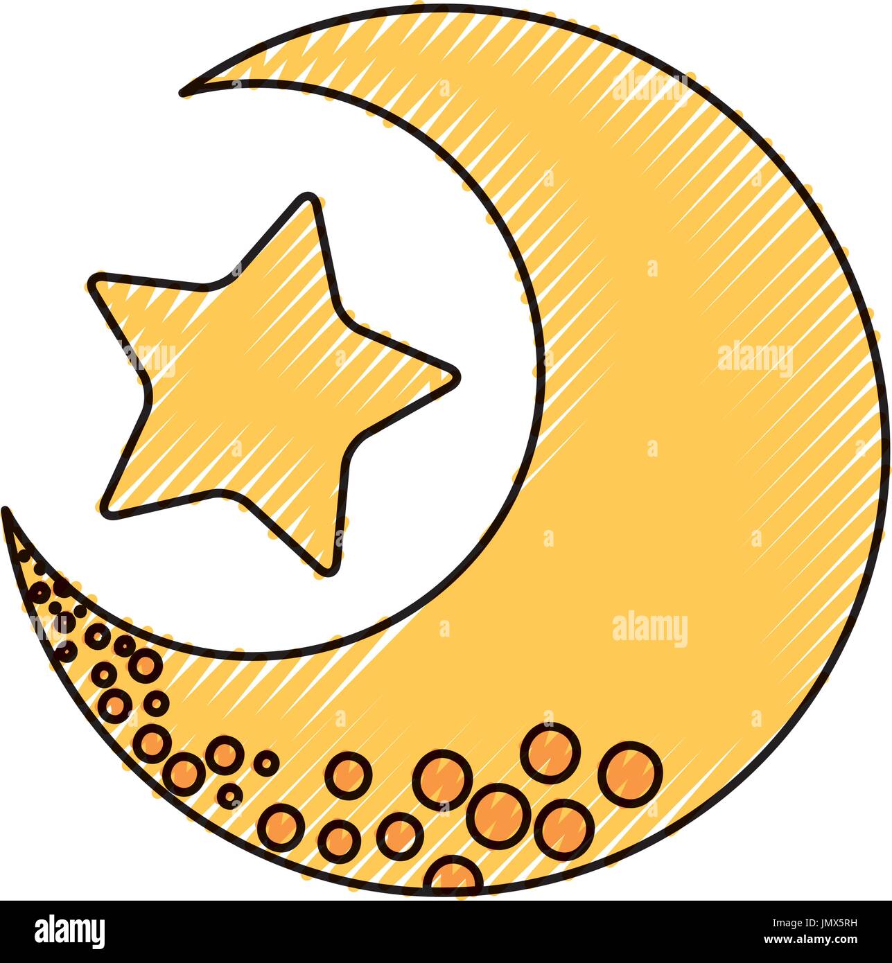cute moon with star Stock Vector