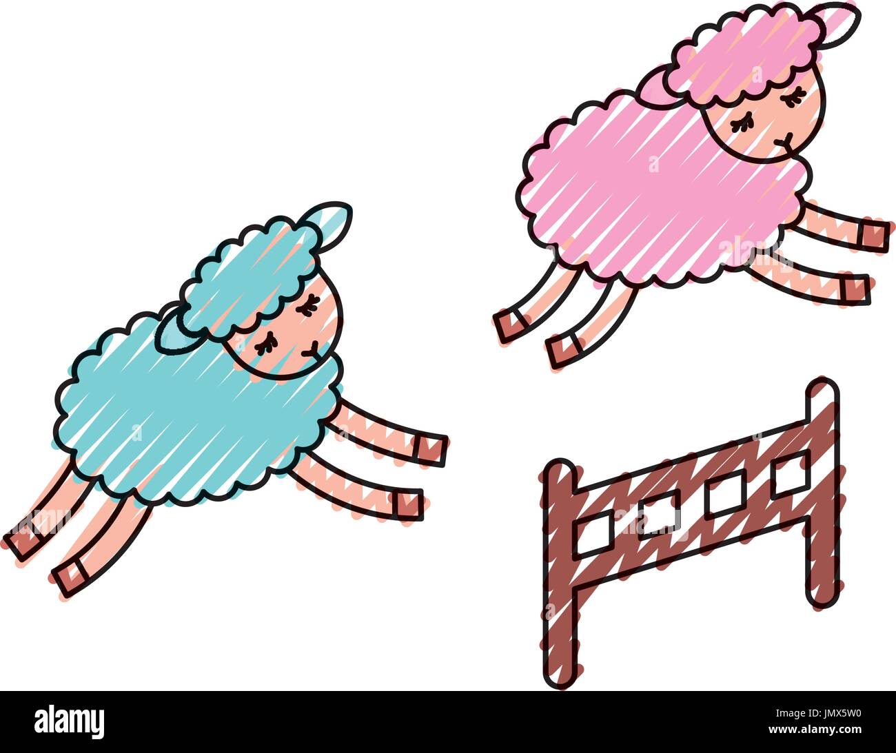 Cute lambs jumping the fence Stock Vector Image & Art - Alamy
