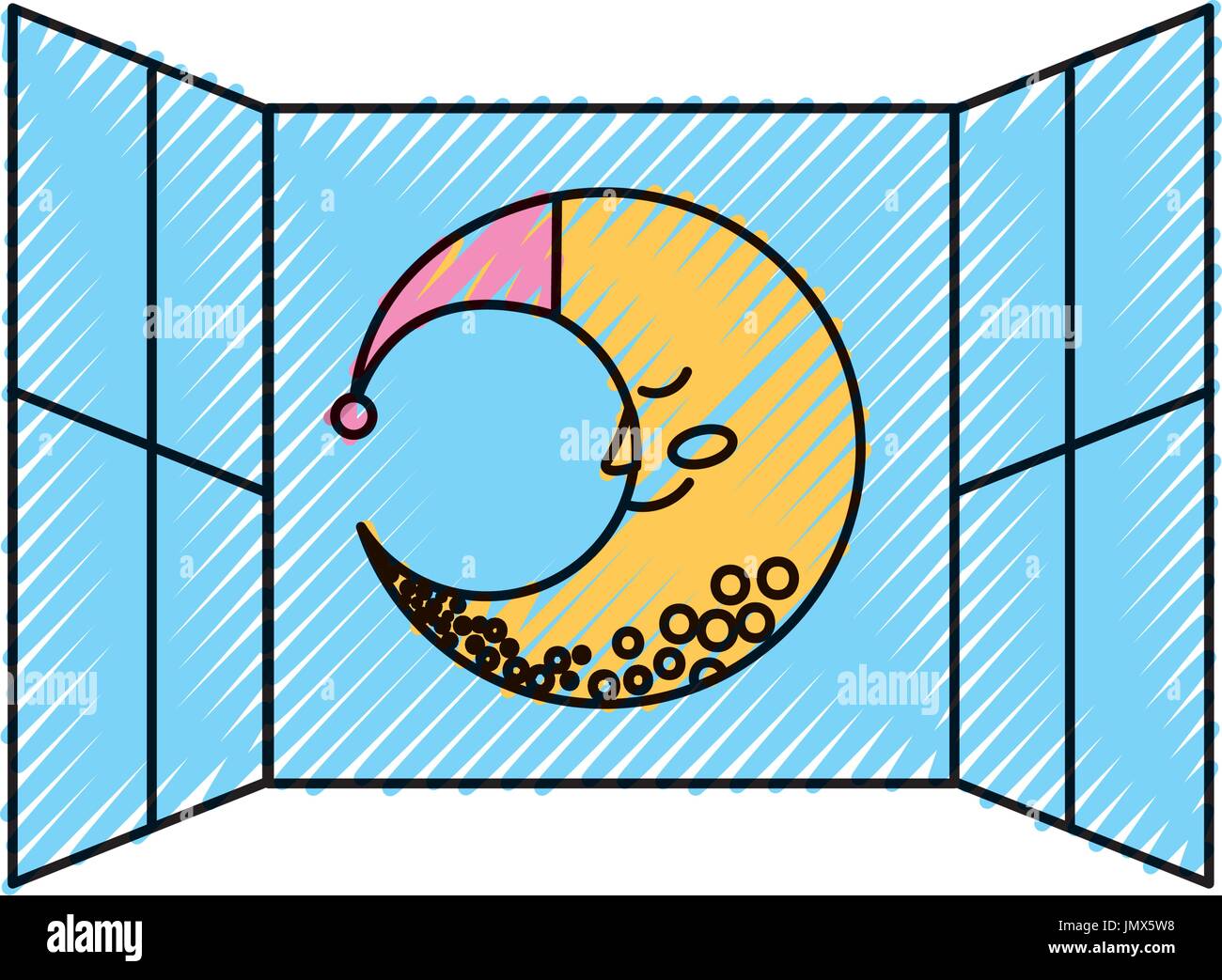 windows bedroom with cute moon Stock Vector Image & Art Alamy
