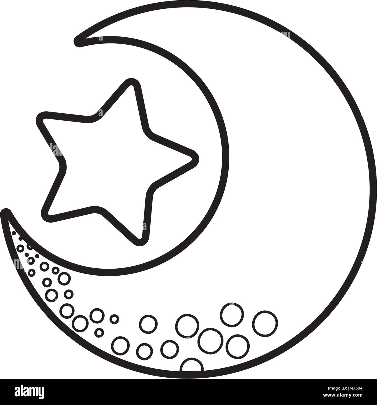 cute moon with star Stock Vector