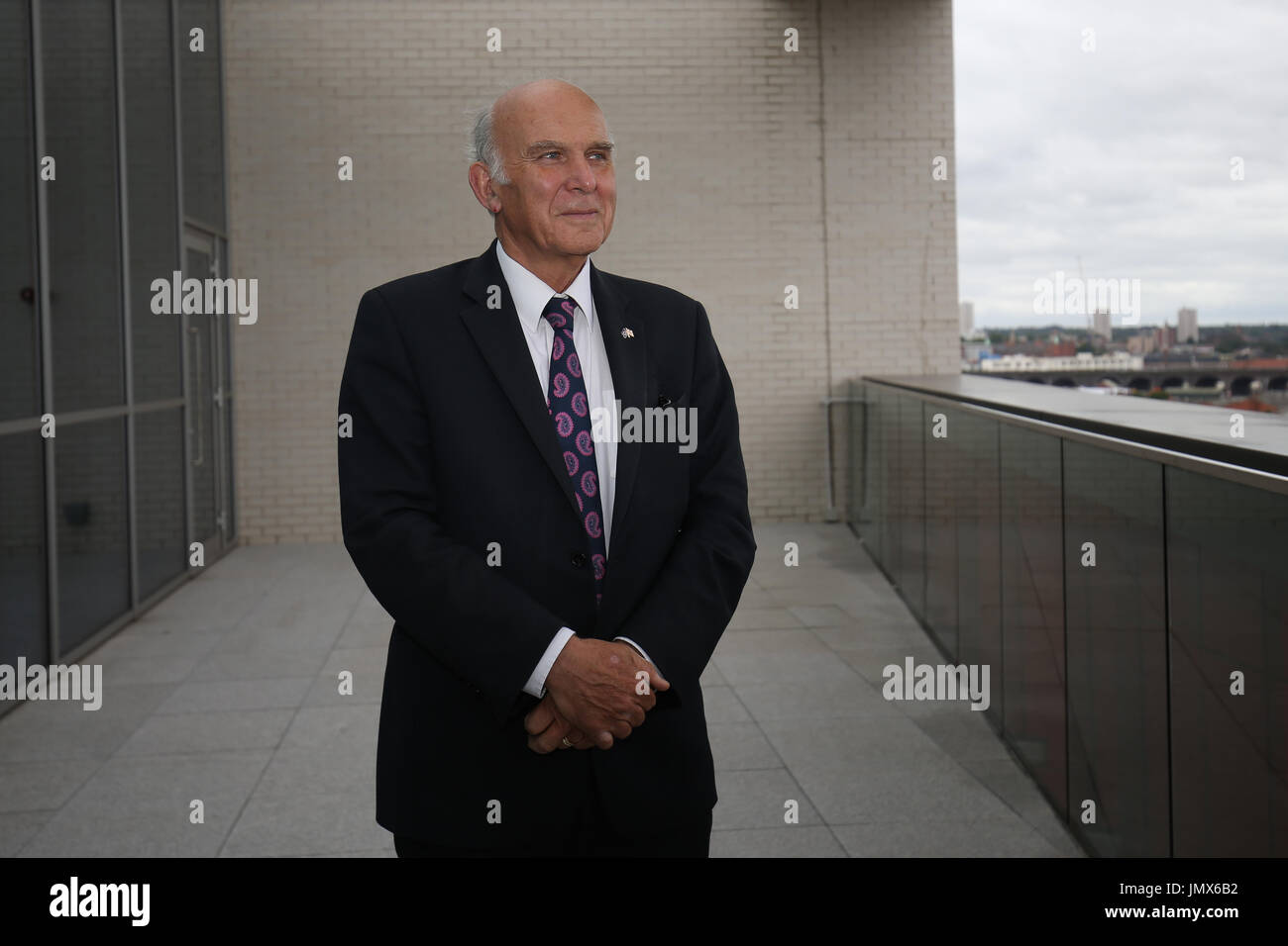 Liberal Democrats leader Sir Vince Cable after speaking at Birmingham City University's Centre for Brexit Studies. Stock Photo