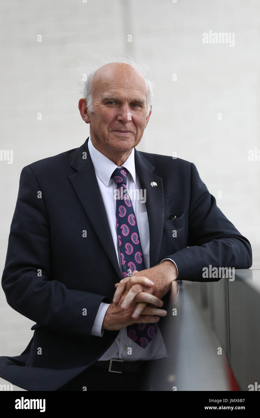 Liberal Democrats leader Sir Vince Cable after speaking at Birmingham City University's Centre for Brexit Studies. Stock Photo