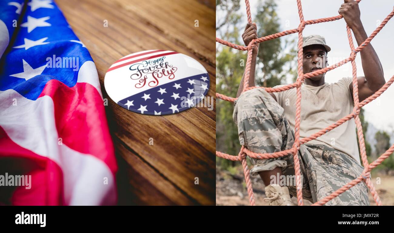 Digital composite of soldier and usa flag with 4th july Stock Photo - Alamy