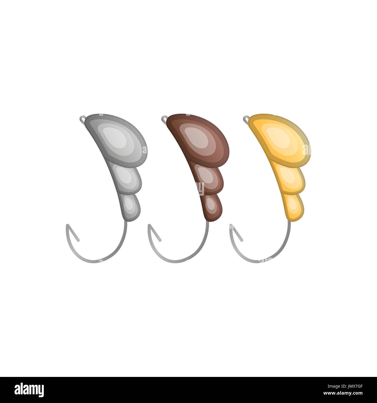 Vector illustrations set of fishhooks Stock Vector