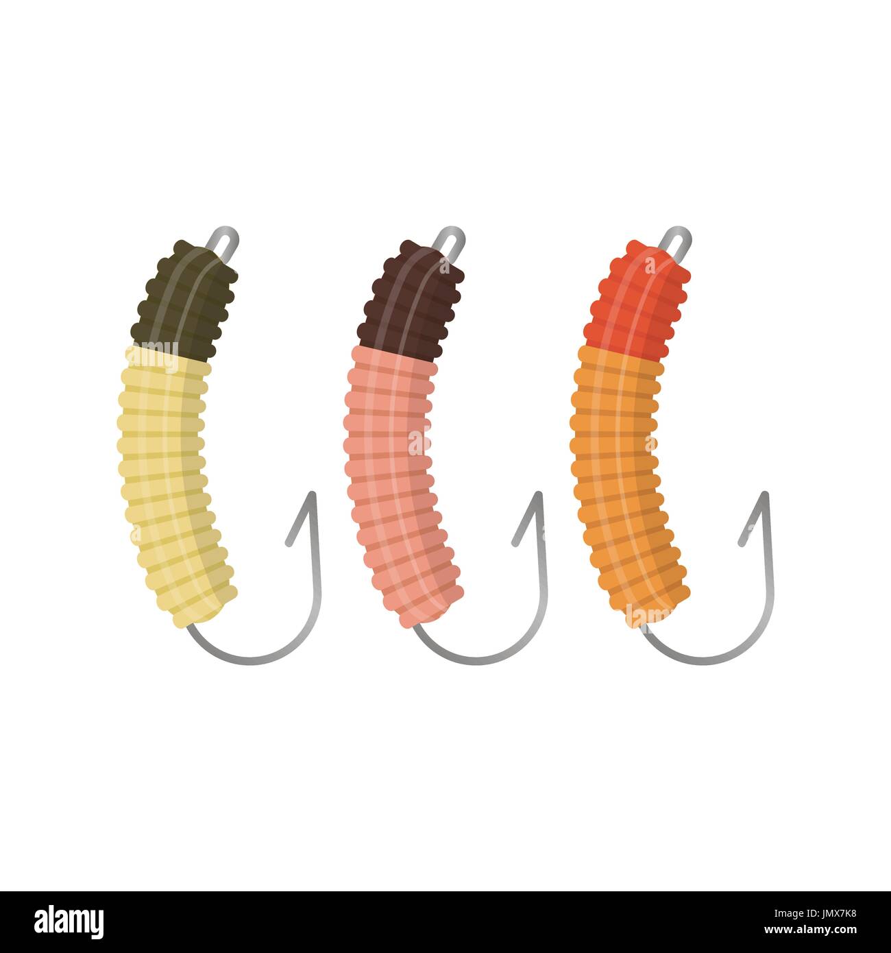 Vector illustrations set of fishhooks Stock Vector