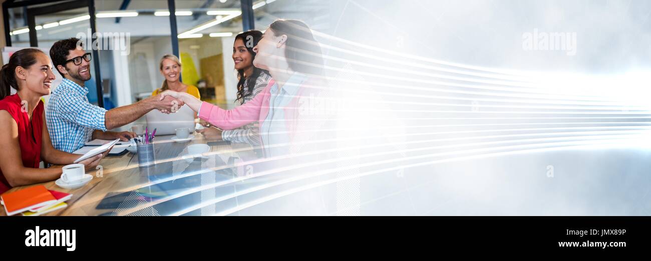 Digital composite of Millennials at business meeting with white ...