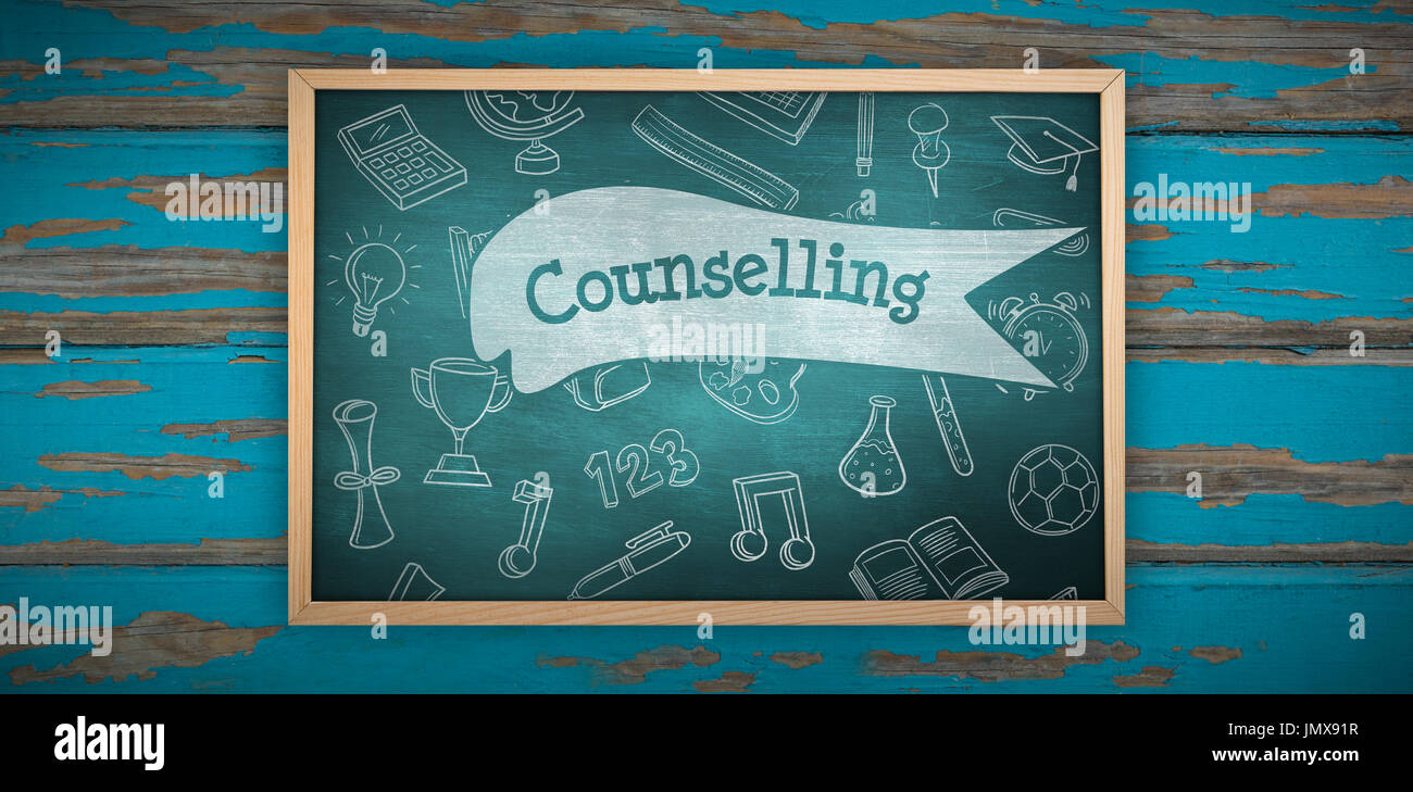 Chalkboard    against counselling against green chalkboard Stock Photo