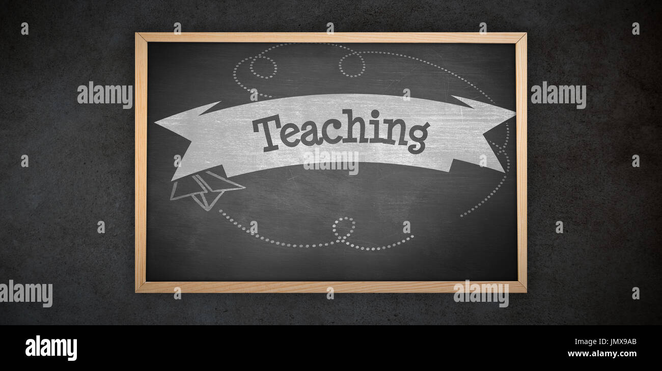 Image of ac chalkboard against teaching against black background Stock Photo