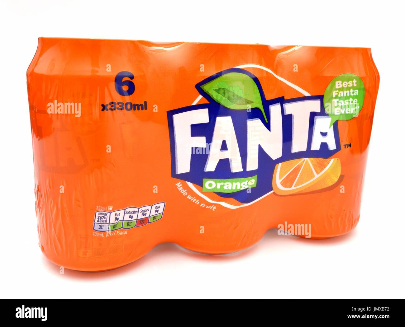 Fanta orange 6 pack isolated white background Stock Photo