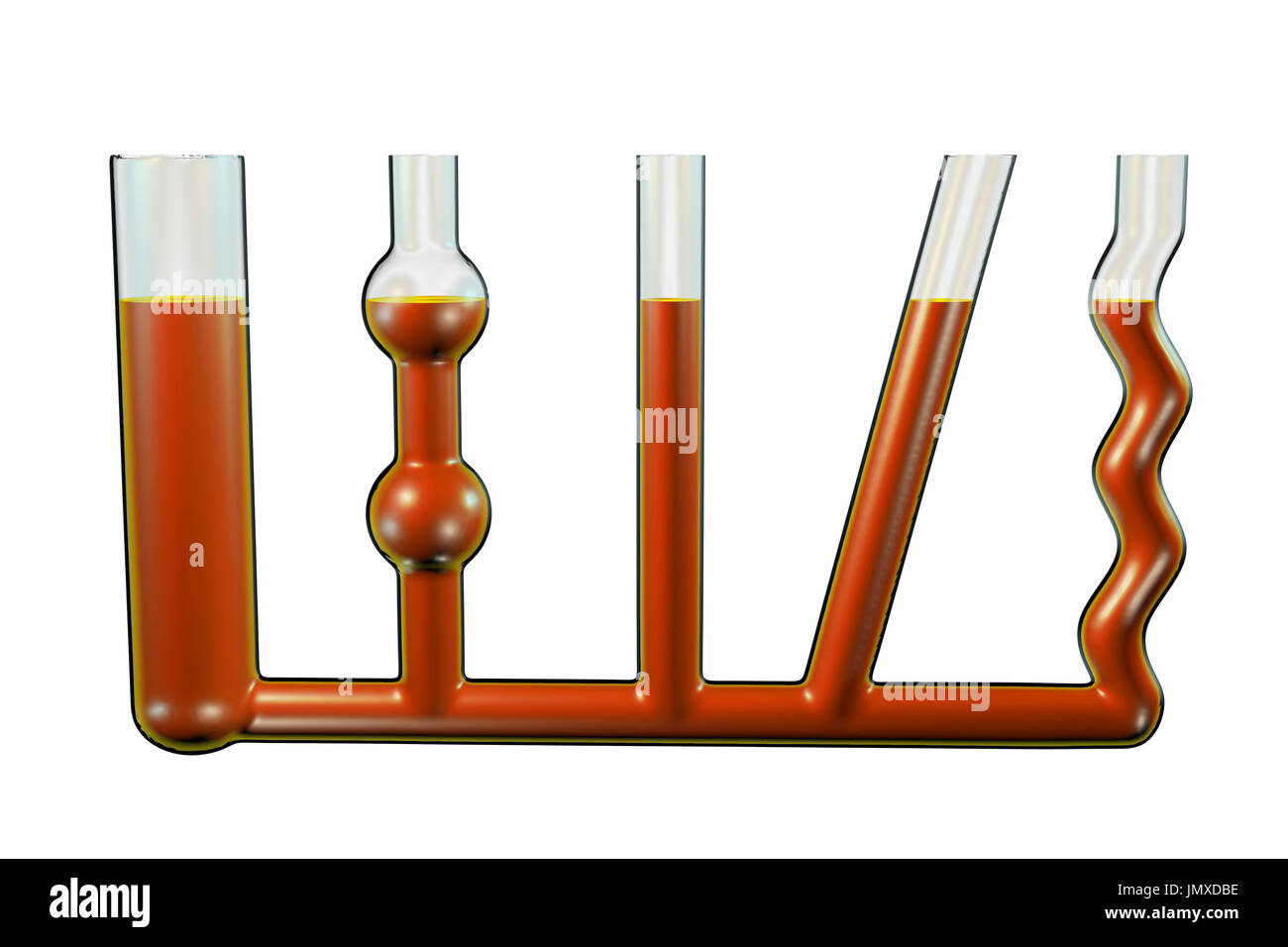 Communicating vessels, a type of laboratory glassware, are used to  demonstrate Stevin's Law Stock Photo - Alamy