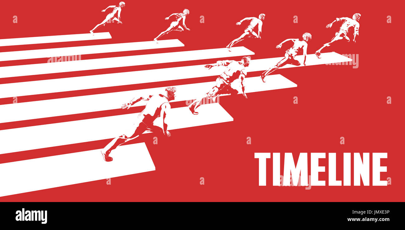 Run Time Line Timeline with Business People Running in a Path Stock Photo - Alamy