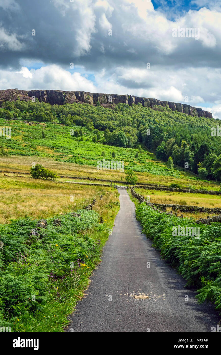 Narrow road above Hathersage, Peak District countryside Stock Photo Alamy