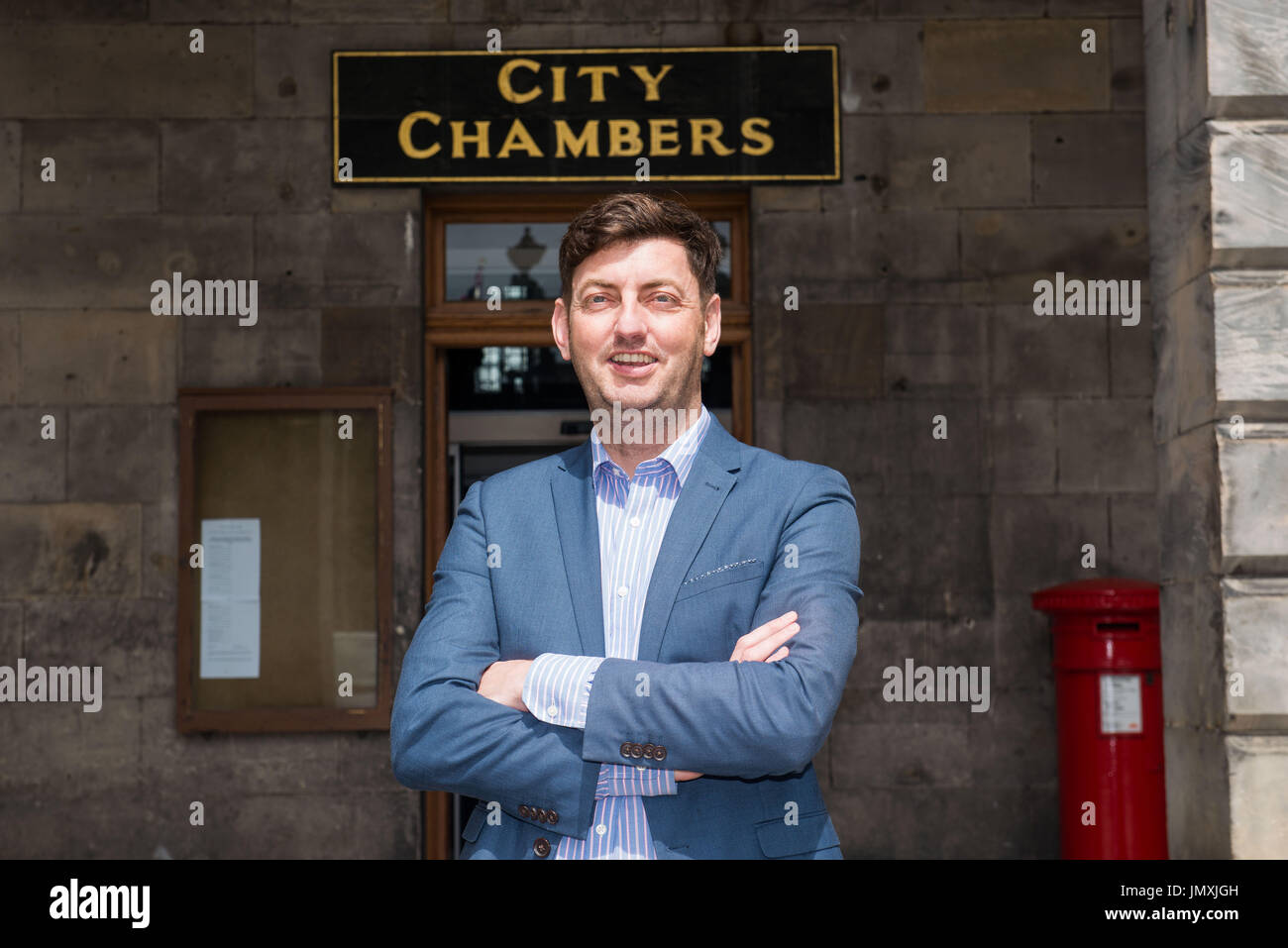 WWW.IANGEORGESONPHOTOGRAPHY.CO.UK Picture: Labour Leader Cammy Day at the Edinburgh City Chambers Stock Photo
