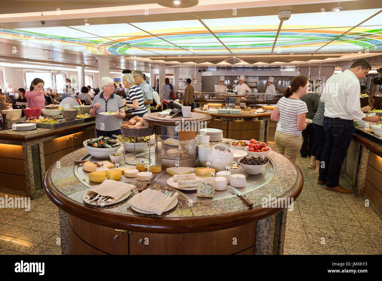 Brittany Ferries; Passengers in the buffet restaurant aboard the