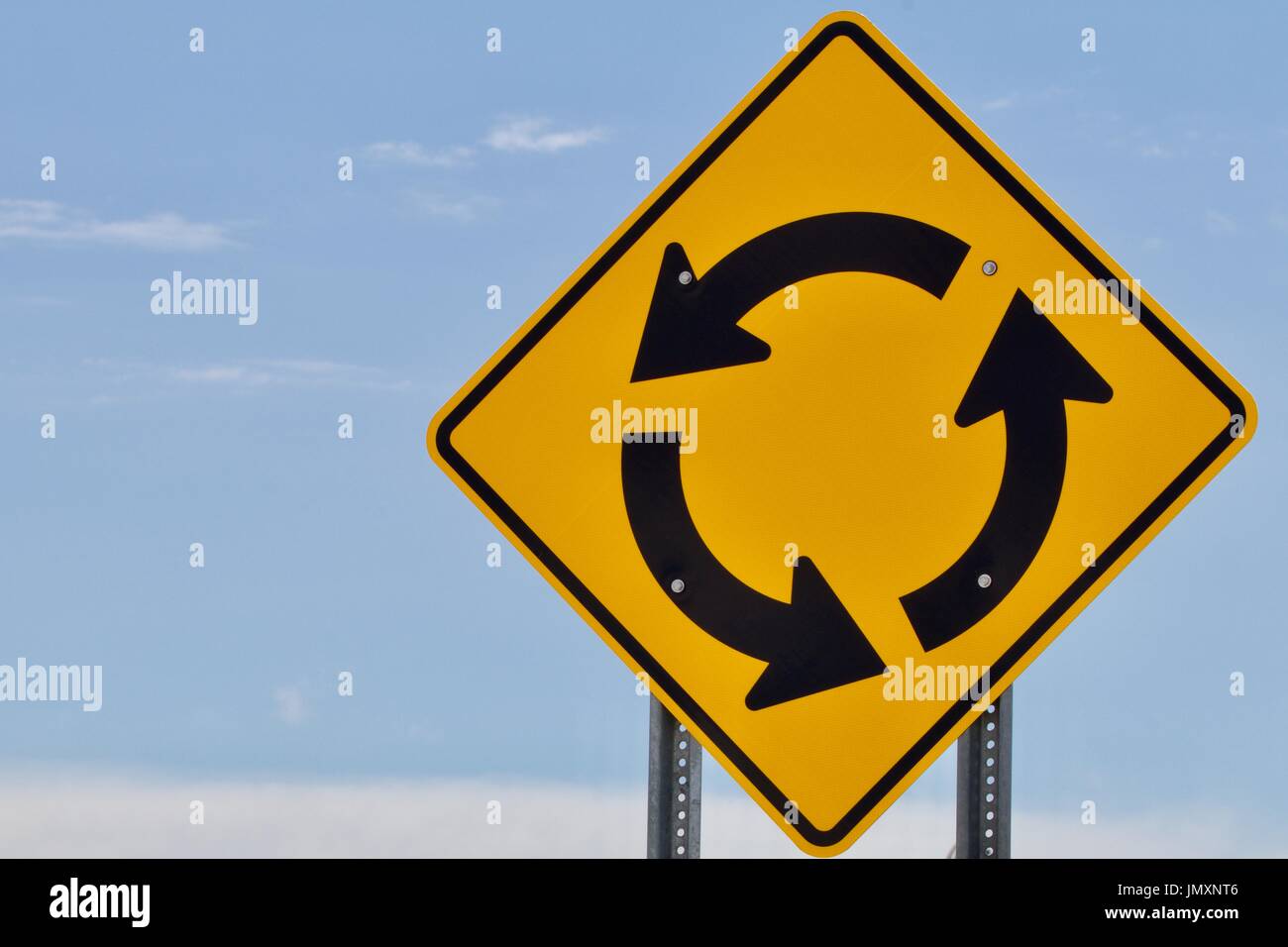 Roundabout sign right Stock Photo