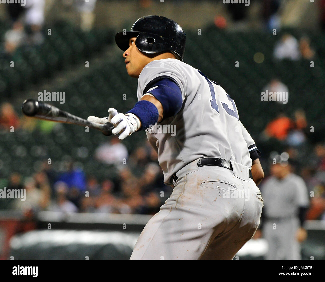 New York Yankees third baseman Alex Rodriguez (13) connects for a ...