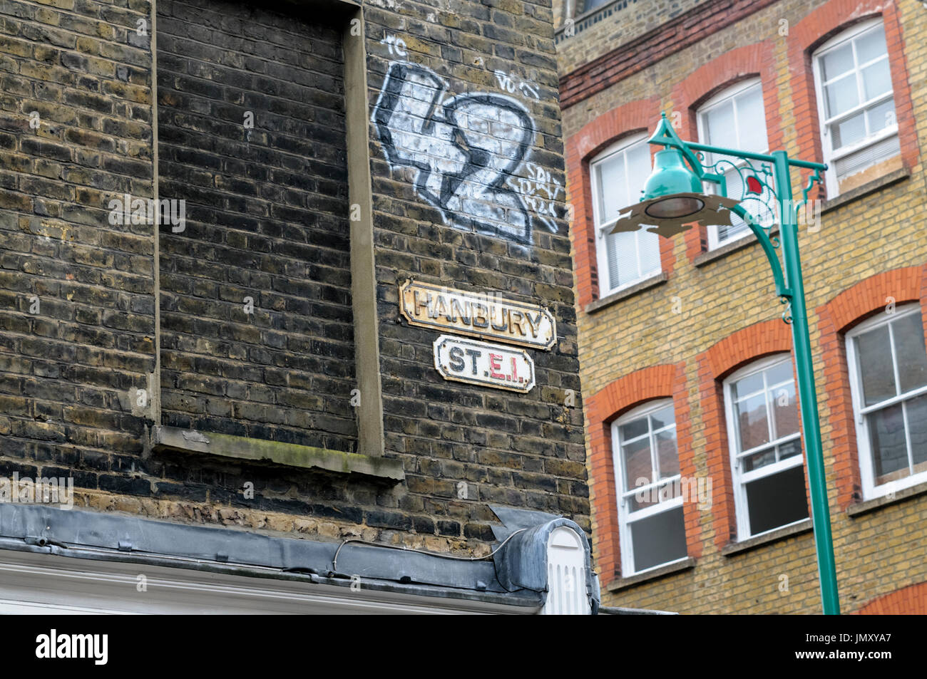 Graffiti in Brick Lane, East London. Stock Photo