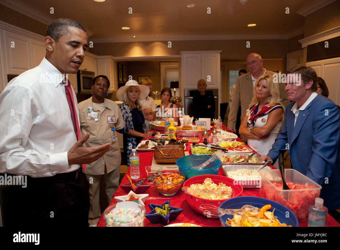 United States President Barack Obama attends a reception at Fisher