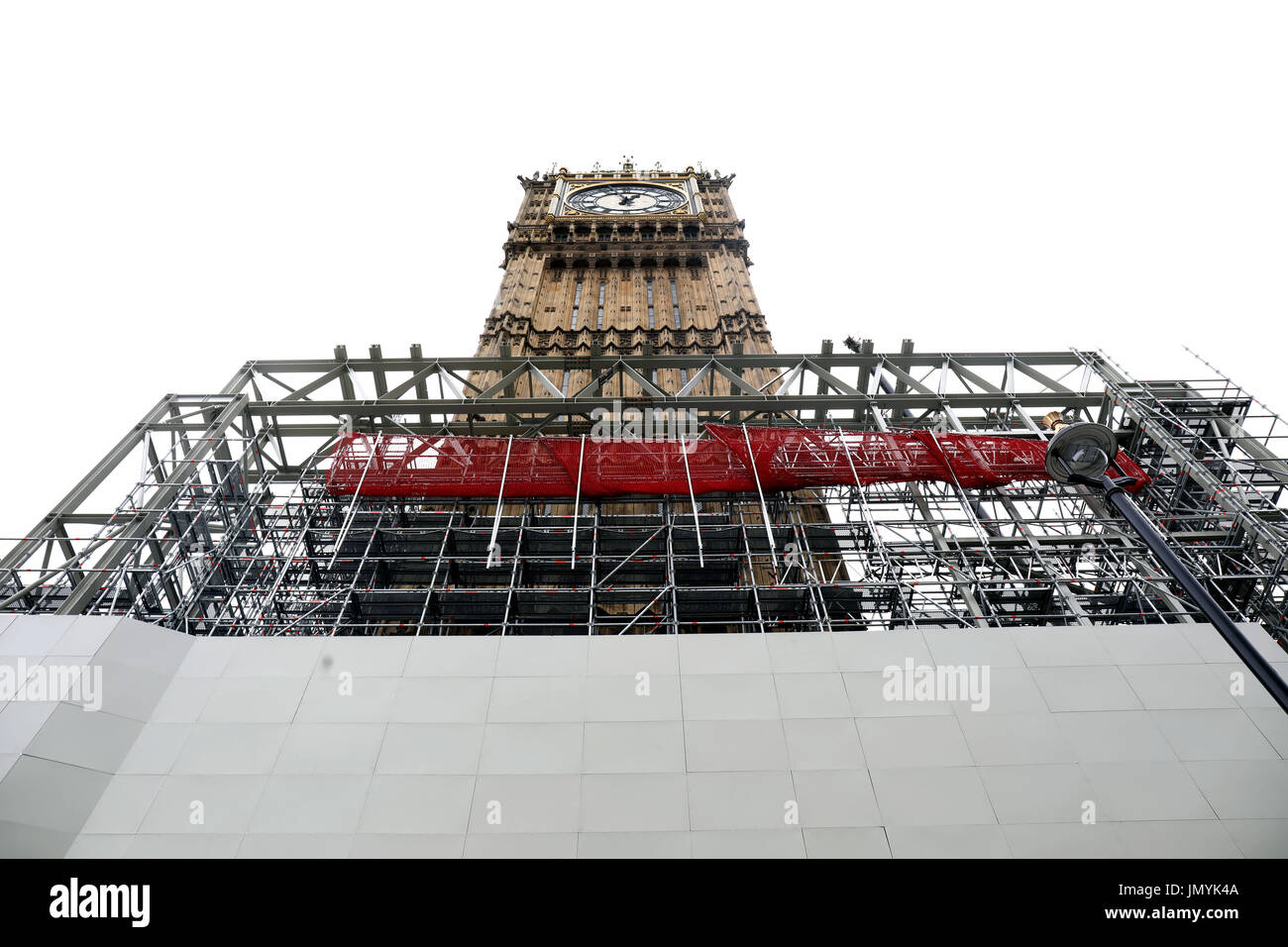 Pic shows: Scaffolding going up on Big Ben at the Houses of Parliament, House of Commons.  Easy life for some. Not for others today 28.7.17  But some  Stock Photo