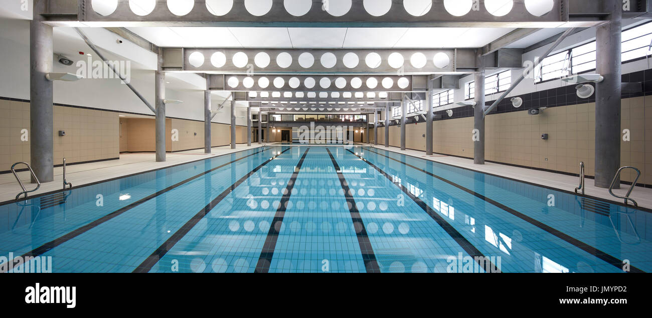 Pool in basement. Poplar Baths Leisure Centre, London, United Kingdom