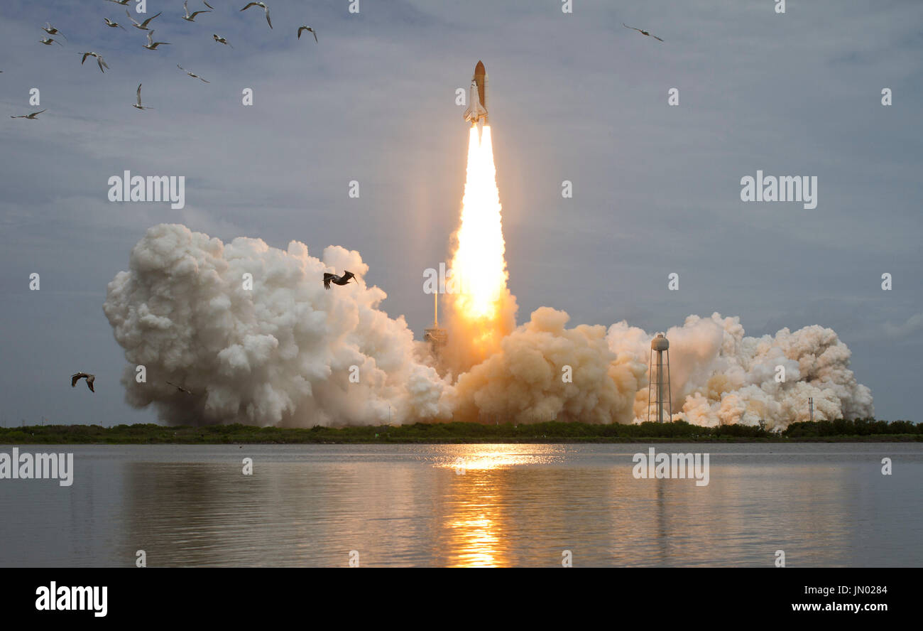 Space shuttle Atlantis is seen as it launches from pad 39A on Friday ...