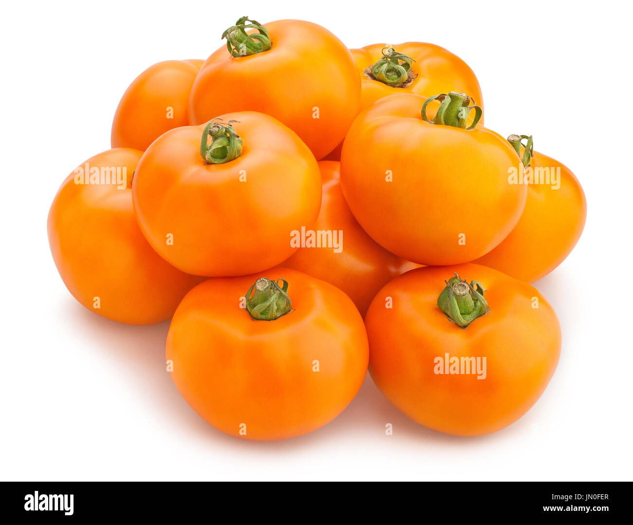 orange tomatoes path isolated Stock Photo