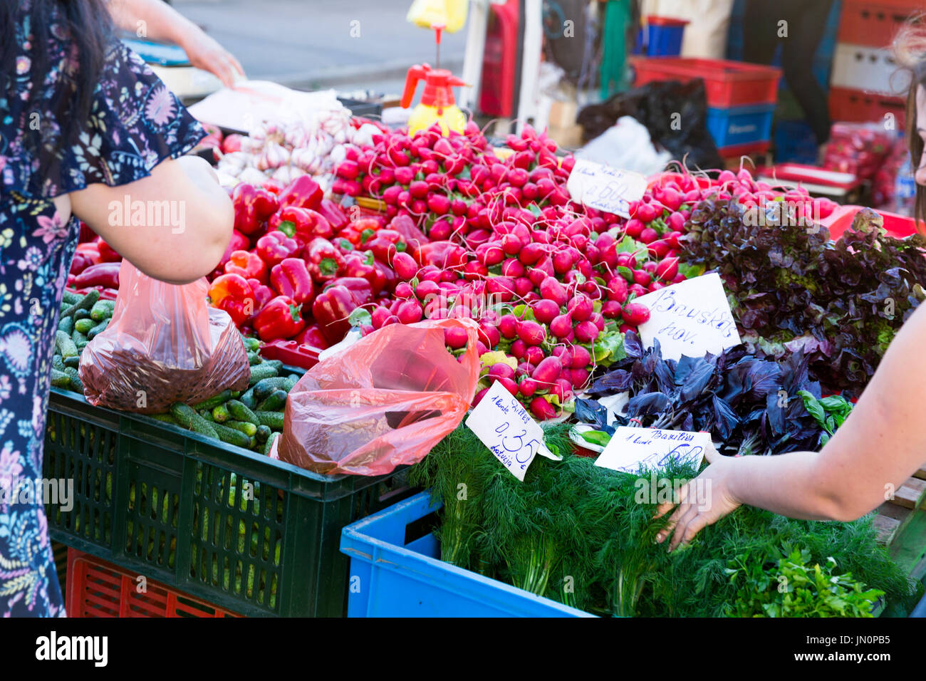 Fruits and vegetables at a farmers market Stock Photo Alamy