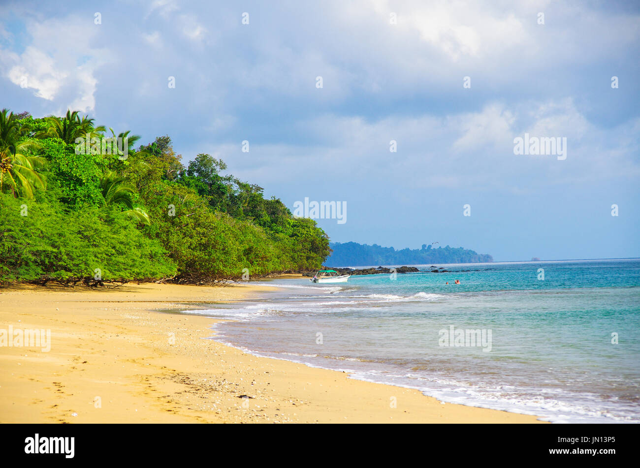 Beach scene images from coiba island national nature park in Panama Stock Photo