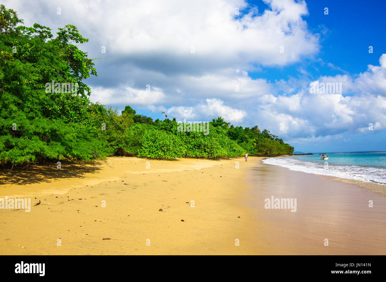 Beach scene images from coiba island national nature park in Panama Stock Photo