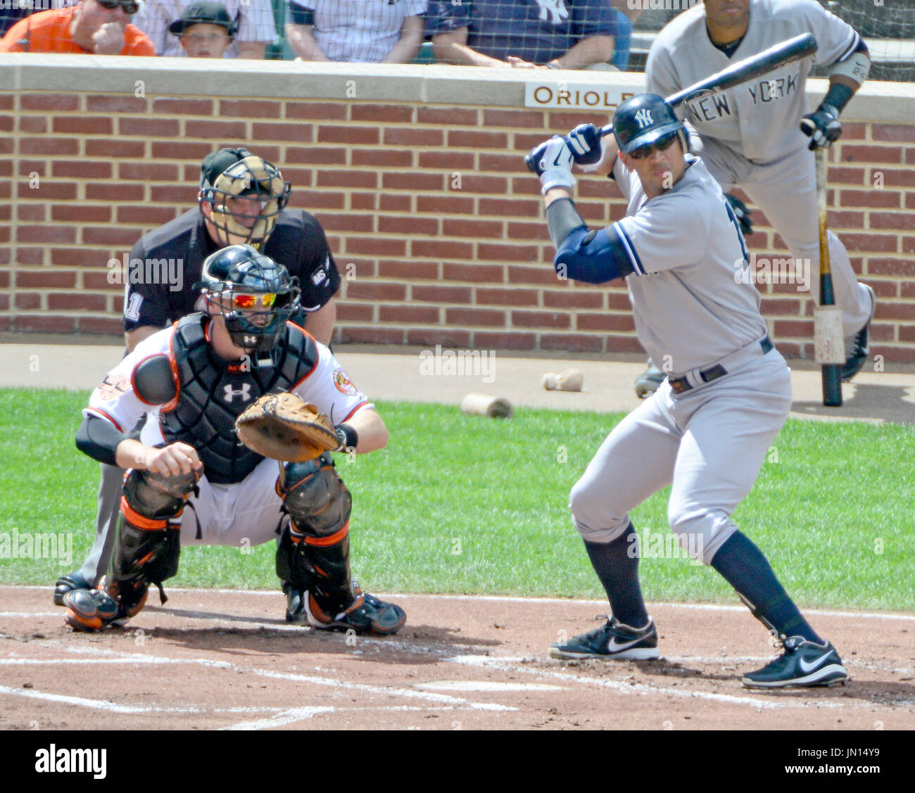 New York Yankees third baseman Alex Rodriguez (13) bats in the first ...