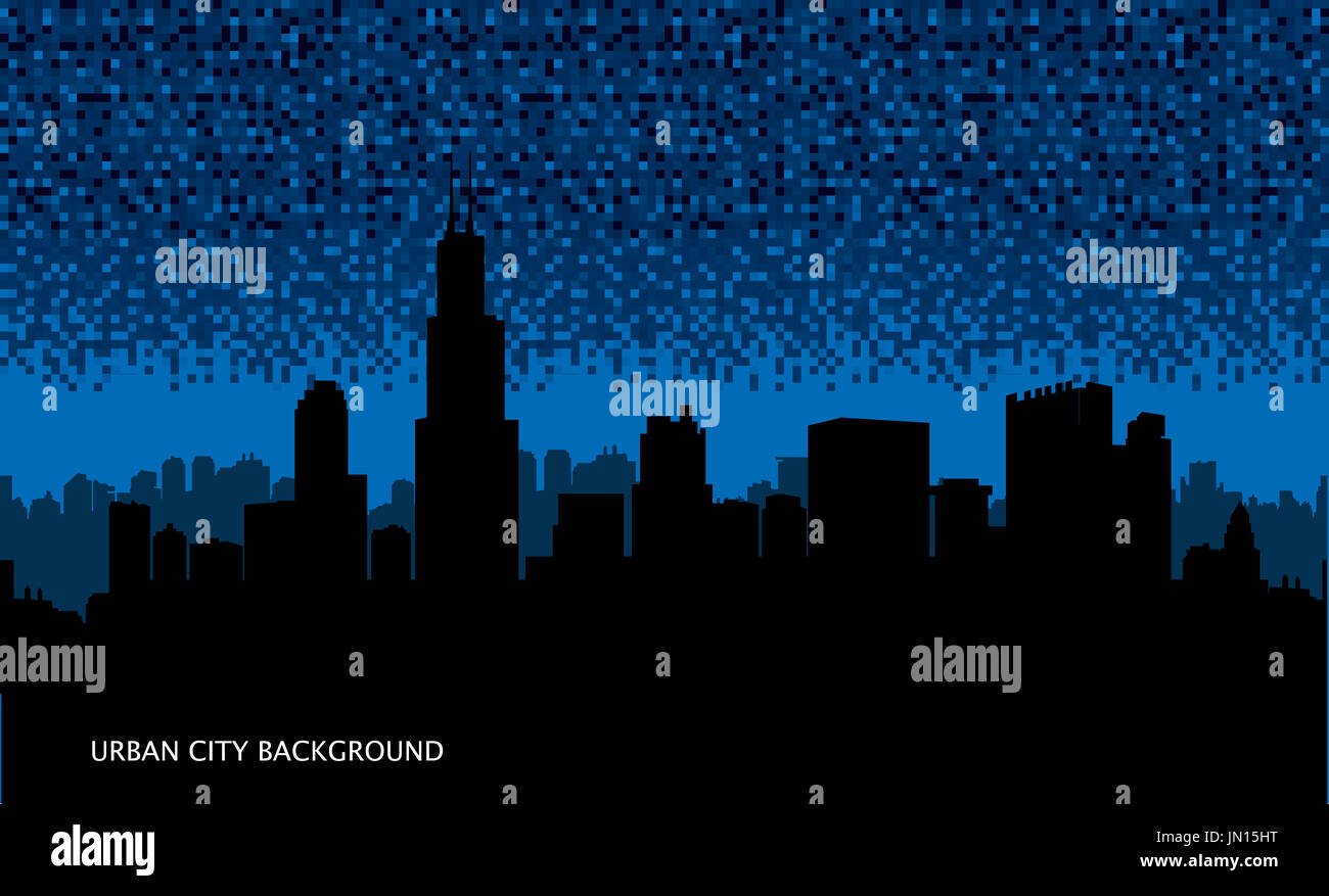 Urban cityscape seamless background. Night city wallpaper. Stock Photo