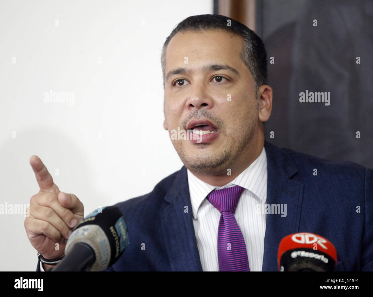 The Second Secretary Of The Venezuelan Embassy In Panama Gabriel Perez Announces His Resignation At A Press Conference In Panama City Panama Perez Resigned Because Of His Rejection Of The Constituent Assembly