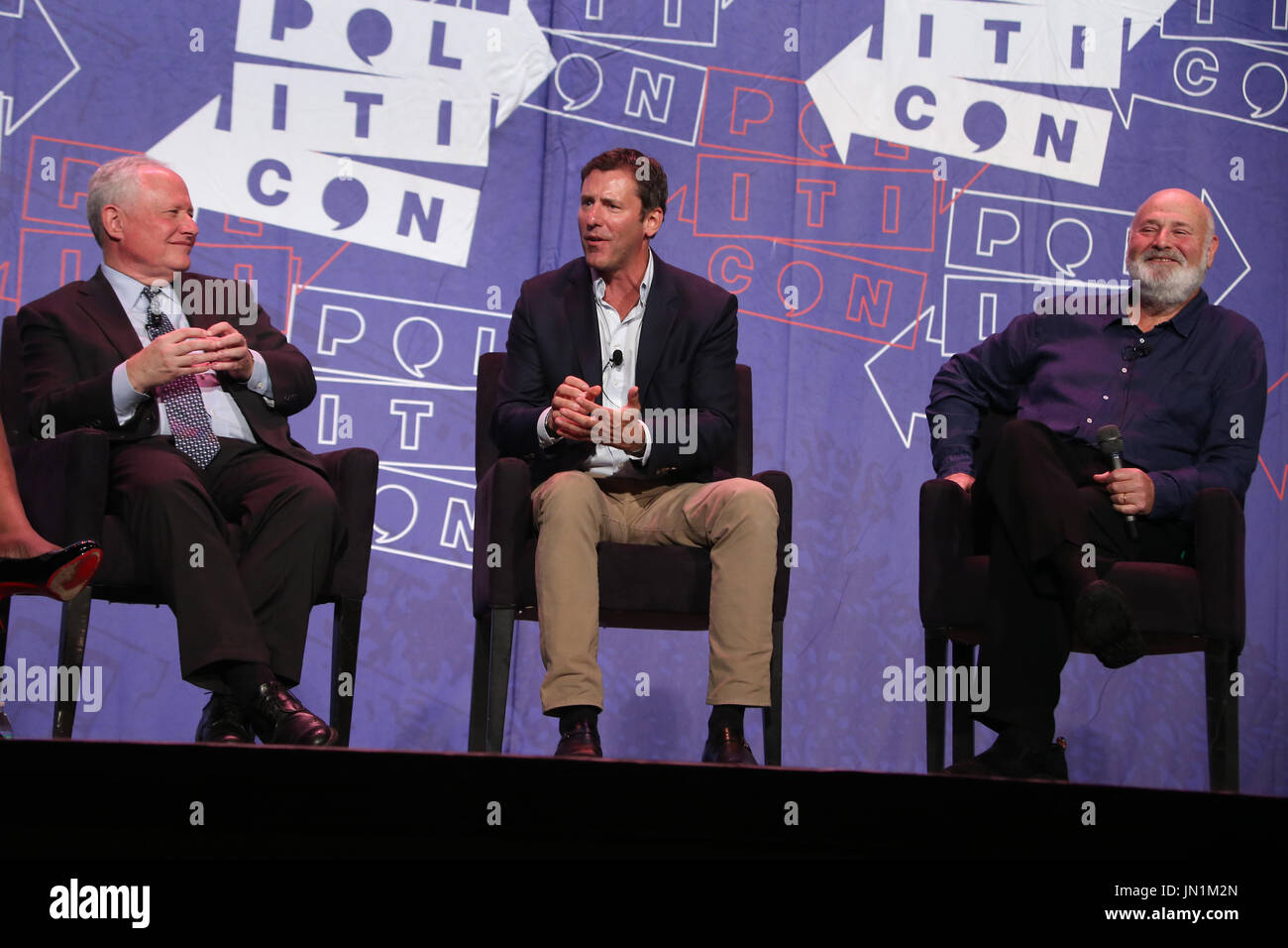 Pasadena, Ca. 29th July, 2017. Bill Kristol, Mark Updegrove and Rob Reiner pictured during the LBJ Panel Discussion at day 1 of Politicon The Unconventional Convention 2017 at The Pasadena Convention Center in Pasadena, California on July 29, 2017. Credit: Faye Sadou/Media Punch/Alamy Live News Stock Photo