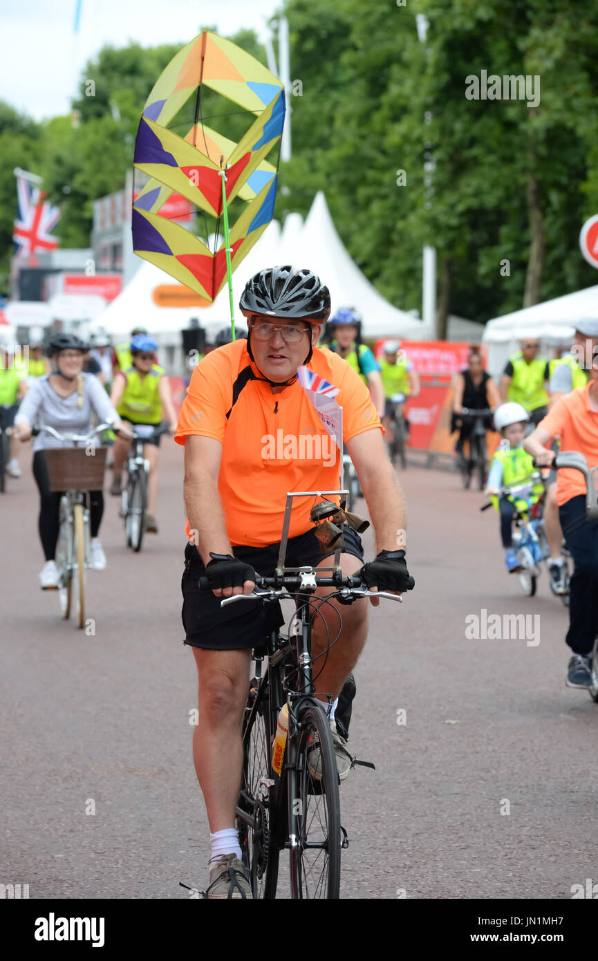 London, UK. 29th July, 2017. Cyclists participating in the Prudential