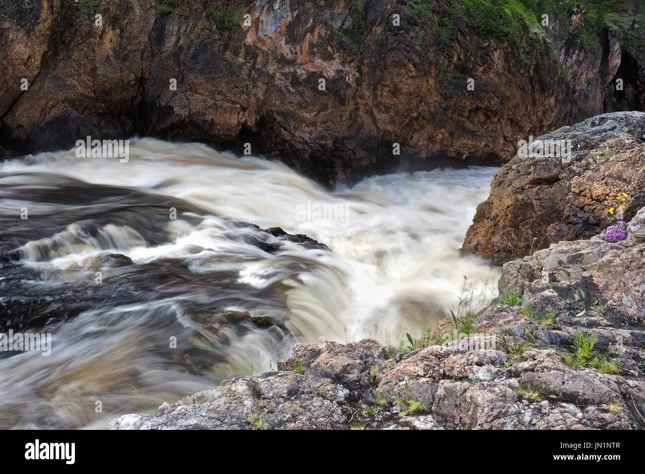 White waters in Kiutaköngäs, River Oulankajoki, Kuusamo, Finland Stock Photo