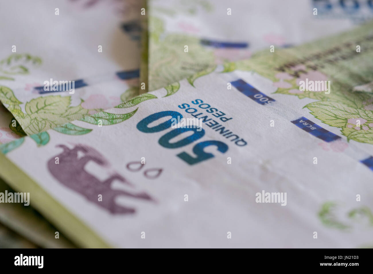 500 Argentina pesos bills Detail background Stock Photo