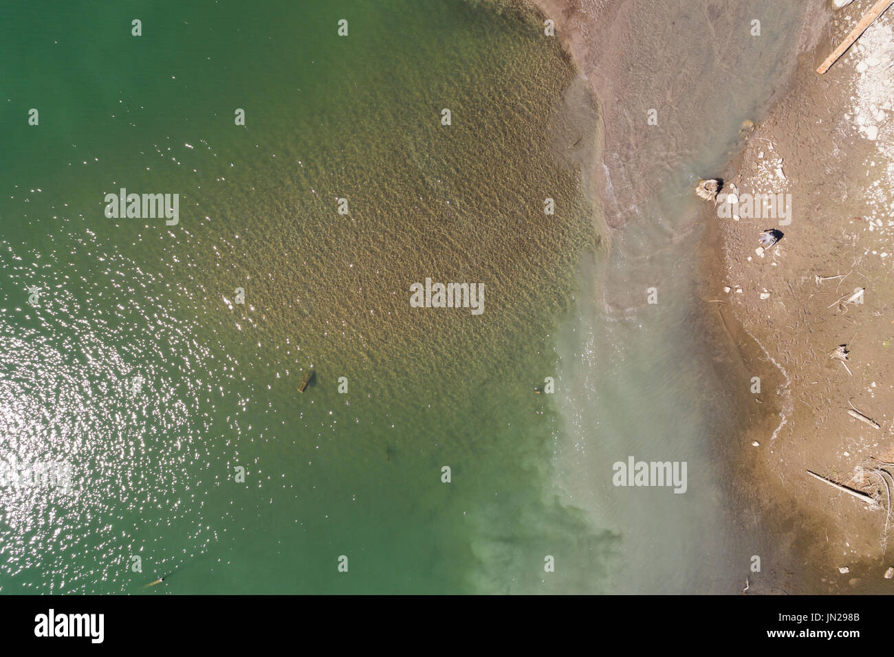Aerial view of lake shore Stock Photo - Alamy