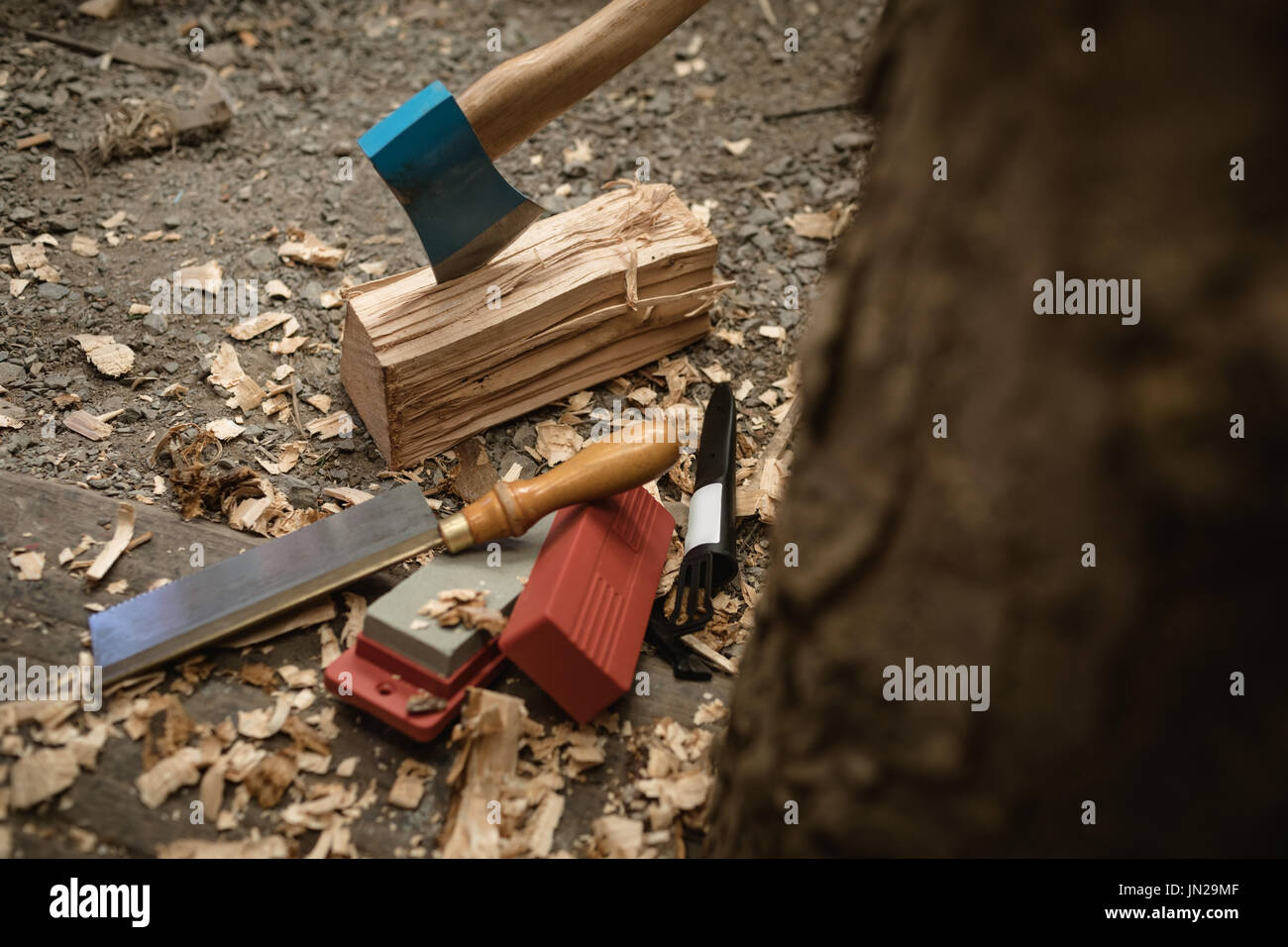 Various worktool in workshop Stock Photo