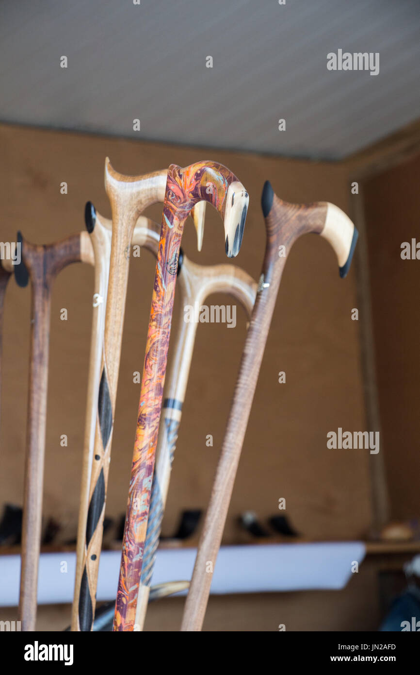 Set of wooden walking stick for sale Stock Photo Alamy