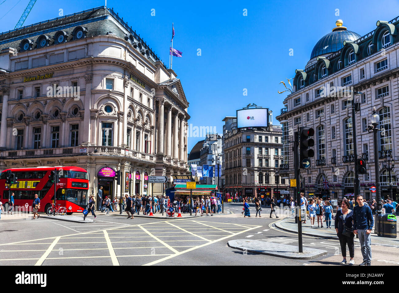 Piccadilly Circus street scene, London, England, UK. Stock Photo